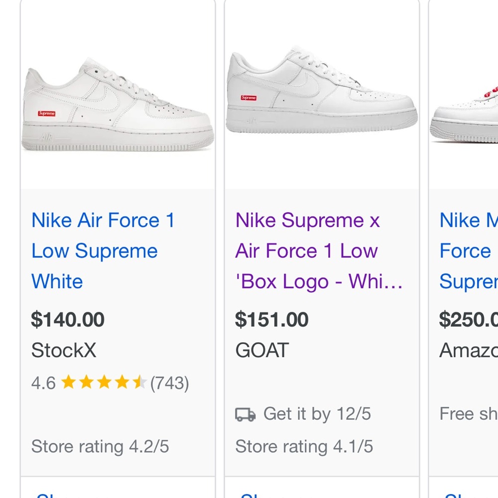 Nike Supreme X Air Force 1 low box logo